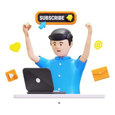 Homem Fazendo Promoção de Canal de Inscrição  3D Icon