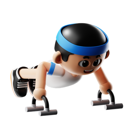 Homem fazendo push up stand  3D Illustration