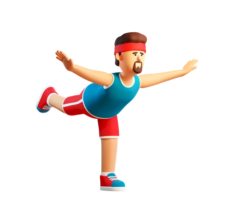 Homem 3 D Na Pose De Uma Andorinha Esportista Fazendo Exercicios De Ginastica 3D Illustration