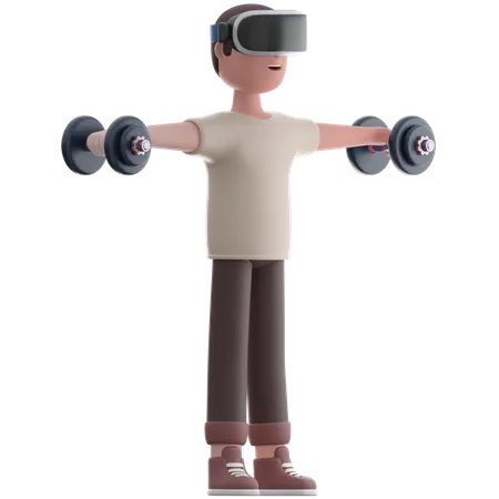 Homem fazendo treino virtual  3D Illustration