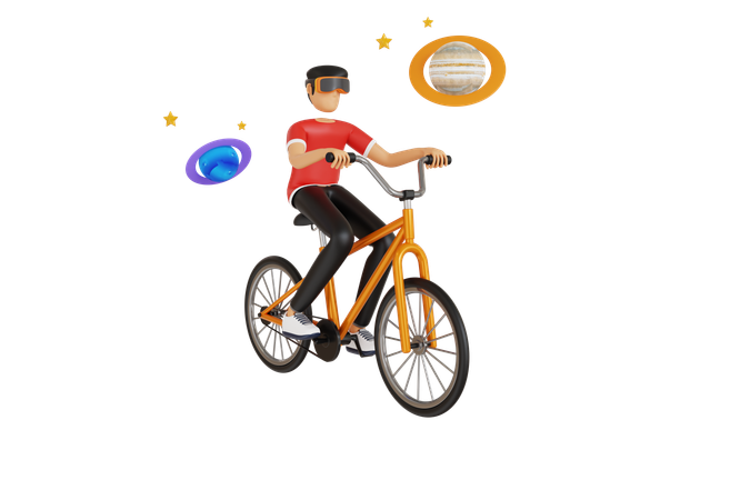 Homem fazendo ciclismo VR  3D Illustration