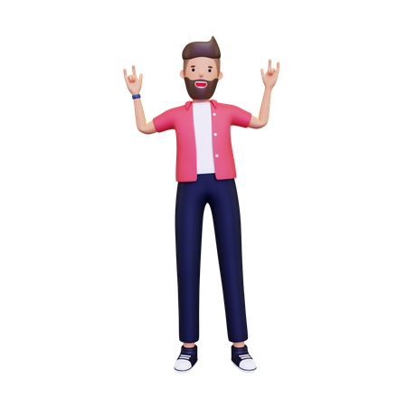 Homem feliz mostrando pose de festa  3D Illustration