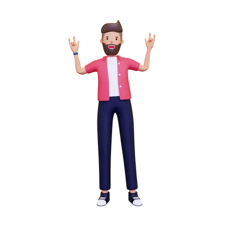 Homem feliz mostrando pose de festa  3D Illustration