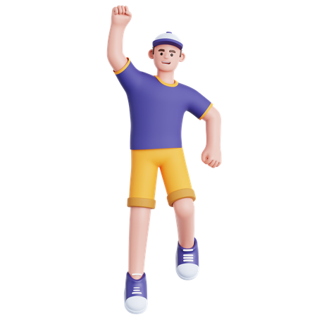 Homem feliz pulando  3D Icon