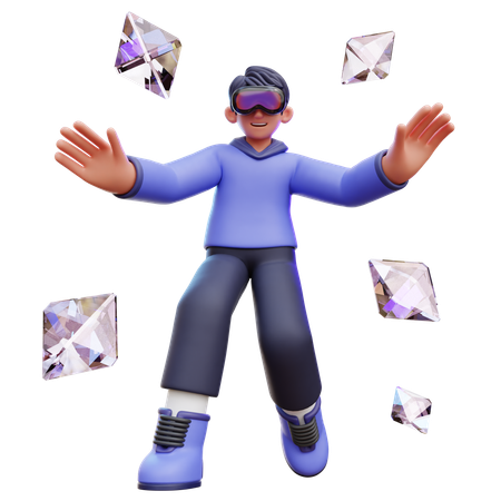 Homem flutuando no metaverso  3D Icon