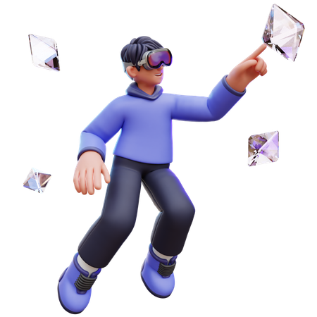 Homem flutuando no metaverso  3D Icon