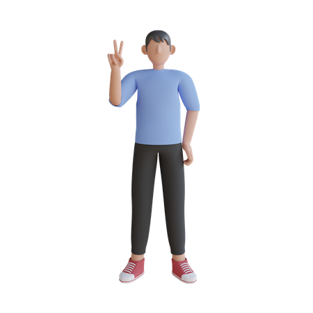 Homem gesticulando paz  3D Illustration