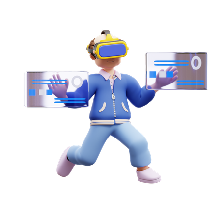 Homem gosta de tecnologia VR  3D Illustration