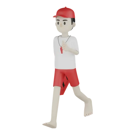 Guarda masculino andando  3D Illustration