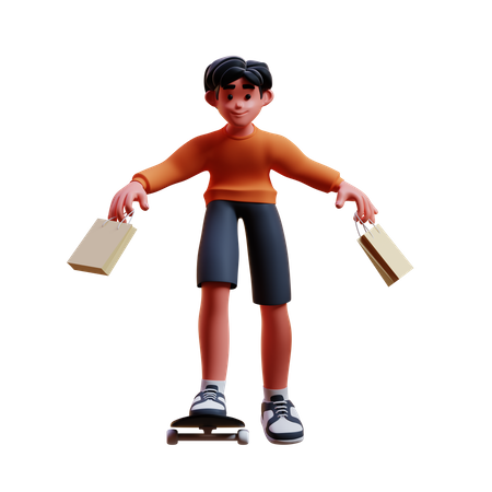 Homem indo às compras  3D Illustration