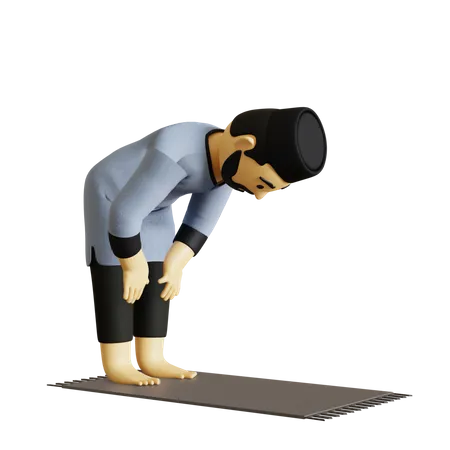 Homem islâmico fazendo oração islâmica  3D Illustration