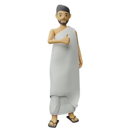 Homem islâmico aparecendo polegar  3D Illustration