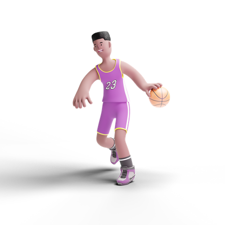 Homem jogando basquete  3D Illustration