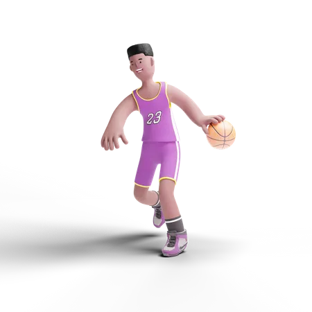 Homem jogando basquete  3D Illustration