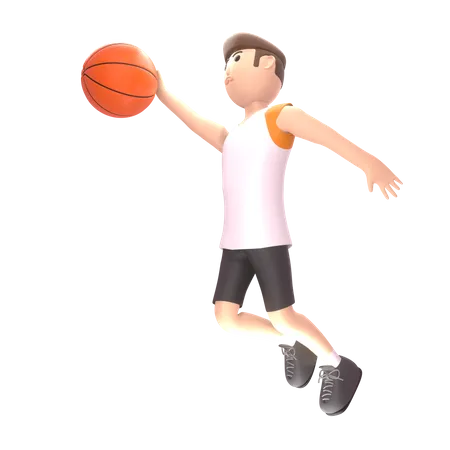 Homem jogando basquete  3D Illustration