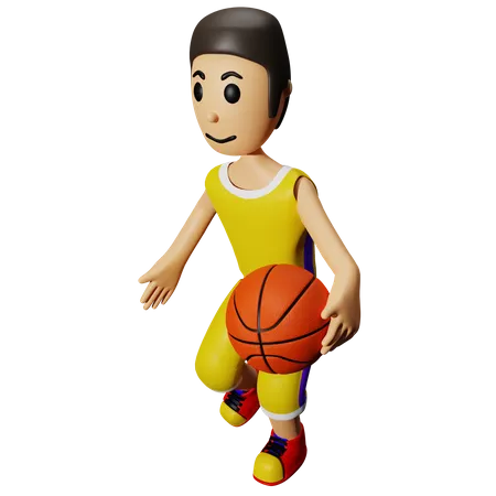Homem jogando basquete  3D Illustration