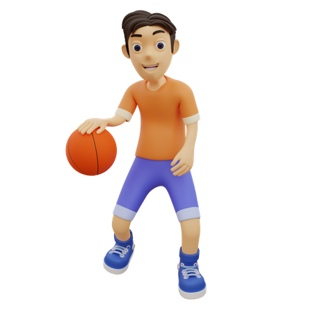 Macho jogando basquete  3D Illustration