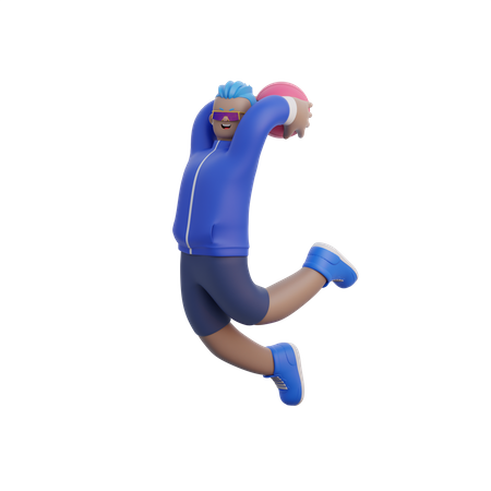Homem jogando basquete  3D Illustration