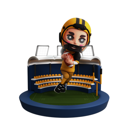 Homem jogando futebol americano  3D Icon