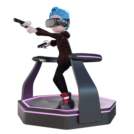 Homem jogando jogo de armas em realidade virtual  3D Icon