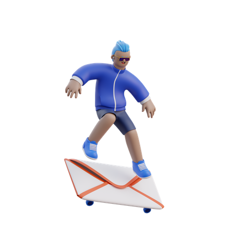 Homem jogando skate  3D Illustration