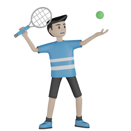 Homem jogando tênis  3D Illustration