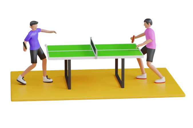 Homem jogando tênis e pingue-pongue  3D Illustration