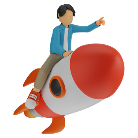 Homem lançando nova startup  3D Icon