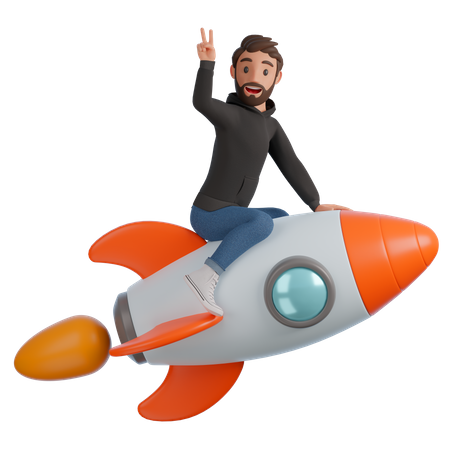 Homem lançando nova startup  3D Icon