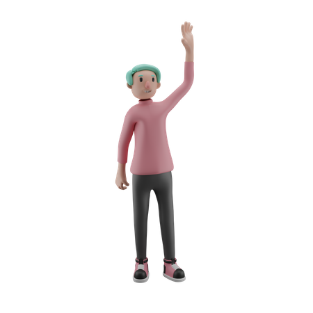 Homem levantando a mão  3D Illustration