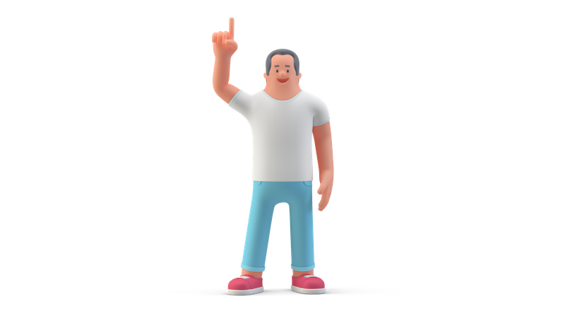 Homem levantando o dedo  3D Illustration