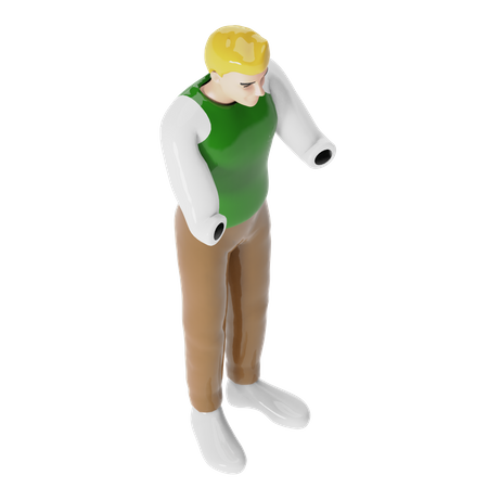 Homem deficiente loiro  3D Illustration