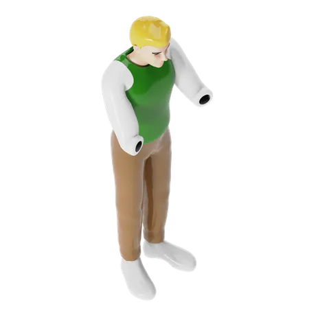 Homem deficiente loiro  3D Illustration