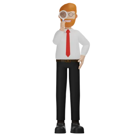 Homem lupa pesquisa  3D Illustration