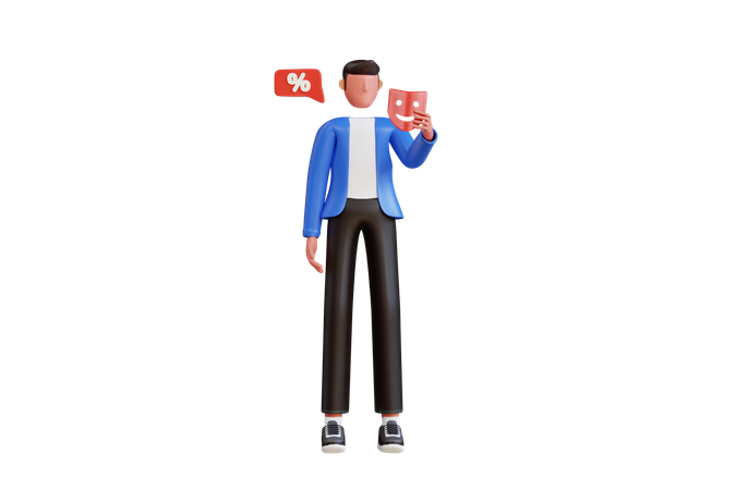 Homem mau usando máscara boa  3D Illustration