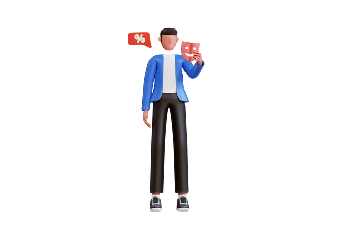 Homem mau usando máscara boa  3D Illustration