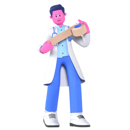 Homem Médico Com Bandagem  3D Illustration