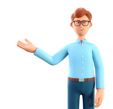 Homem mostrando a mão na direção  3D Illustration