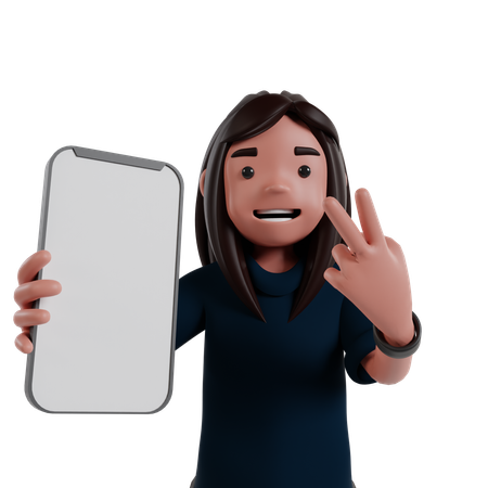 Homem mostrando a tela do celular 3D Icon