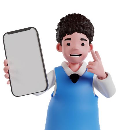 Homem mostrando a tela do celular  3D Icon