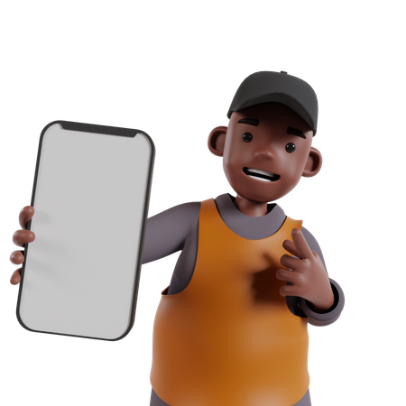 Homem mostrando a tela do celular  3D Icon