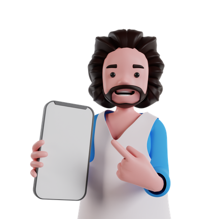 Homem mostrando a tela do celular  3D Icon