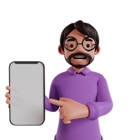Homem mostrando a tela do celular  3D Icon