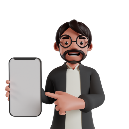 Homem mostrando a tela do celular  3D Icon