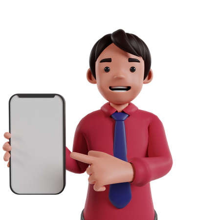 Homem mostrando a tela do celular  3D Icon