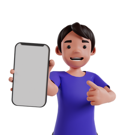 Homem mostrando a tela do celular  3D Icon