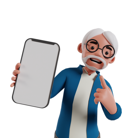 Homem mostrando a tela do celular  3D Icon