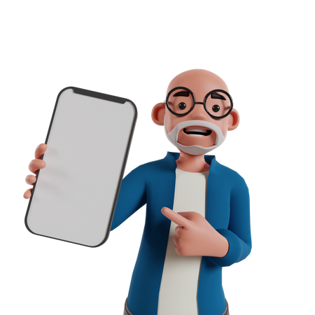 Homem mostrando a tela do celular  3D Icon