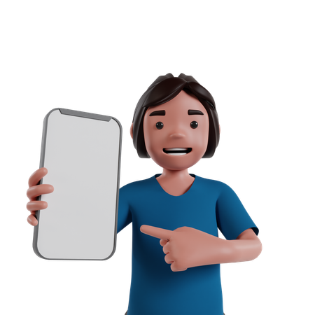 Homem mostrando a tela do celular  3D Icon