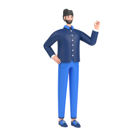 Homem mostrando bela pose de gesto  3D Illustration